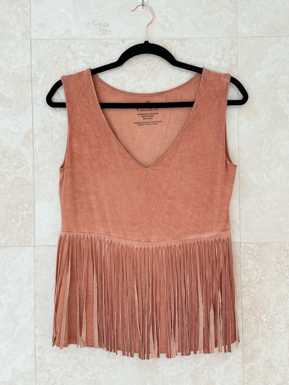 Cowgirl Hardware Fringe V-Neck Tank Top Faux Suede Size Medium EUC